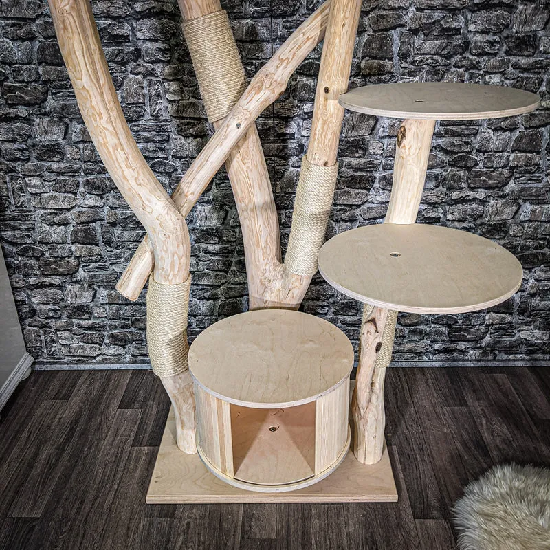 Naturkratzbaum 208 cm hoch Kratzbaum Natur Holz Design 2621 Katzenbaum