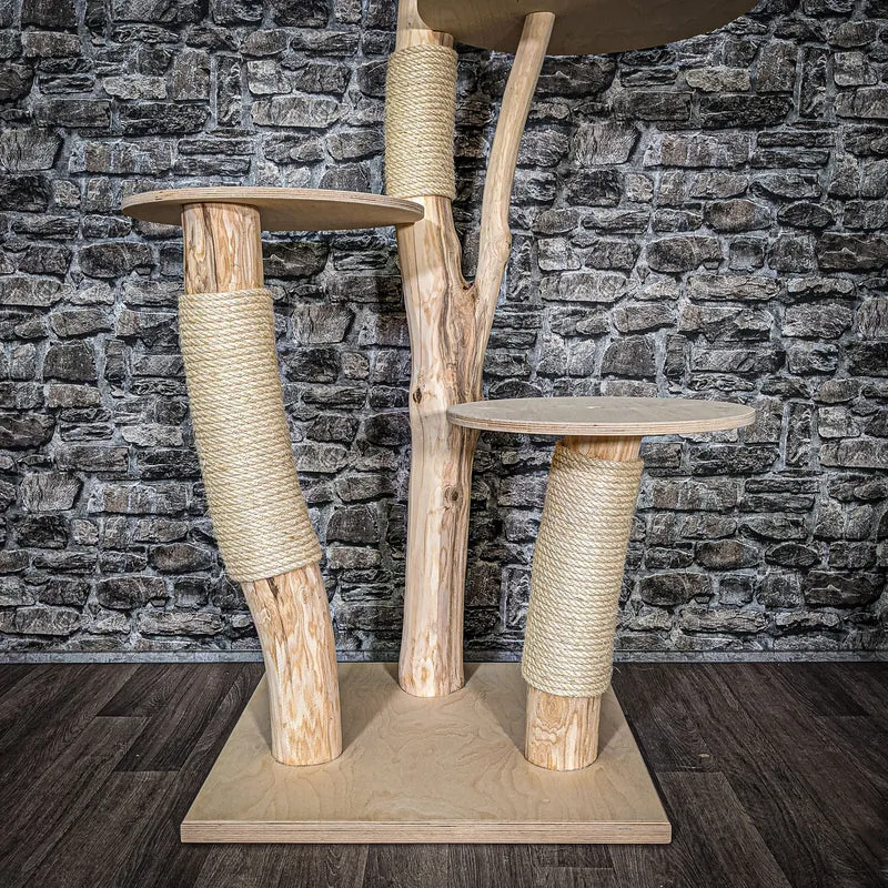 Naturkratzbaum 145 cm hoch Kratzbaum Natur Holz Design 2603 Katzenbaum