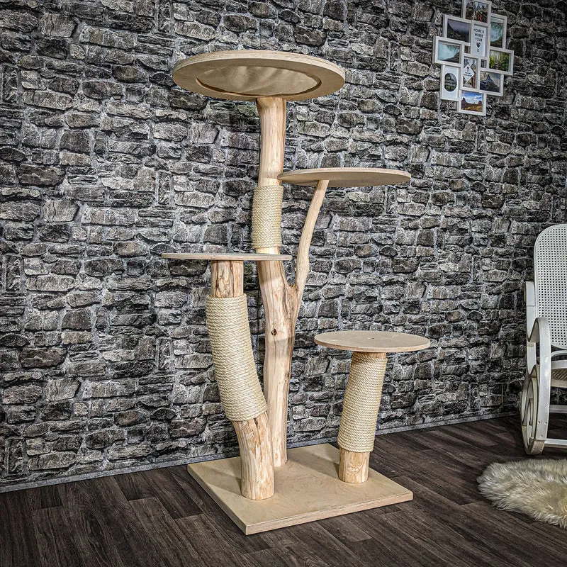 Naturkratzbaum 145 cm hoch Kratzbaum Natur Holz Design 2603 Katzenbaum