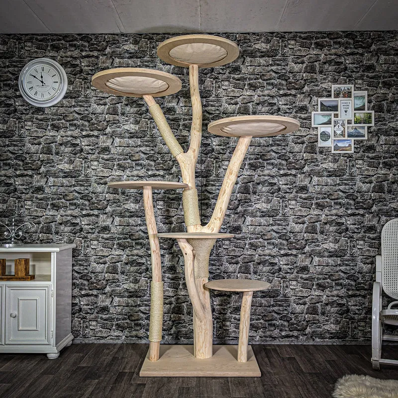 Naturkratzbaum 219 cm hoch Kratzbaum Natur Holz Design 2689 Katzenbaum