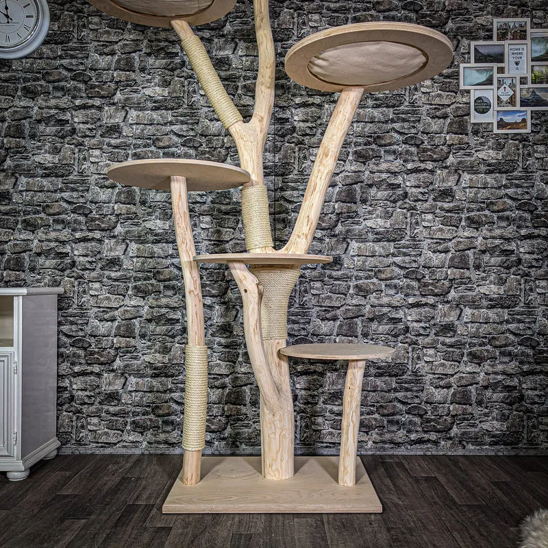 Naturkratzbaum 219 cm hoch Kratzbaum Natur Holz Design 2689 Katzenbaum