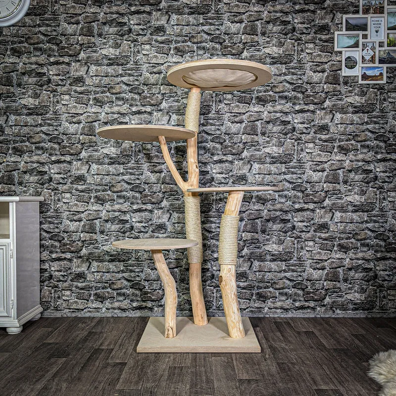 Naturkratzbaum 146 cm hoch Kratzbaum Natur Holz Design 2684 Katzenbaum