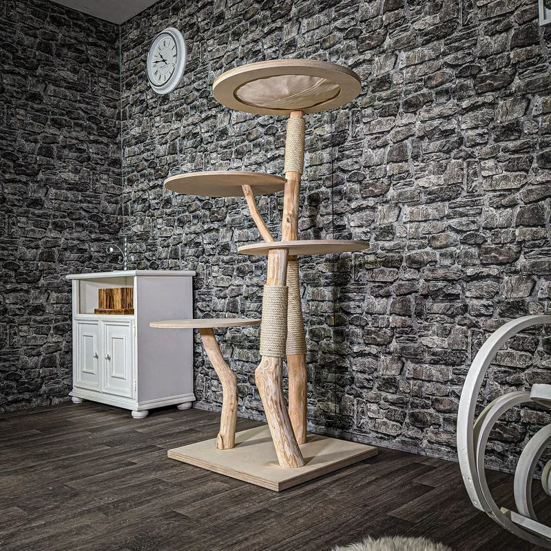 Naturkratzbaum 146 cm hoch Kratzbaum Natur Holz Design 2684 Katzenbaum