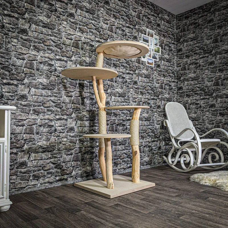 Naturkratzbaum 146 cm hoch Kratzbaum Natur Holz Design 2684 Katzenbaum