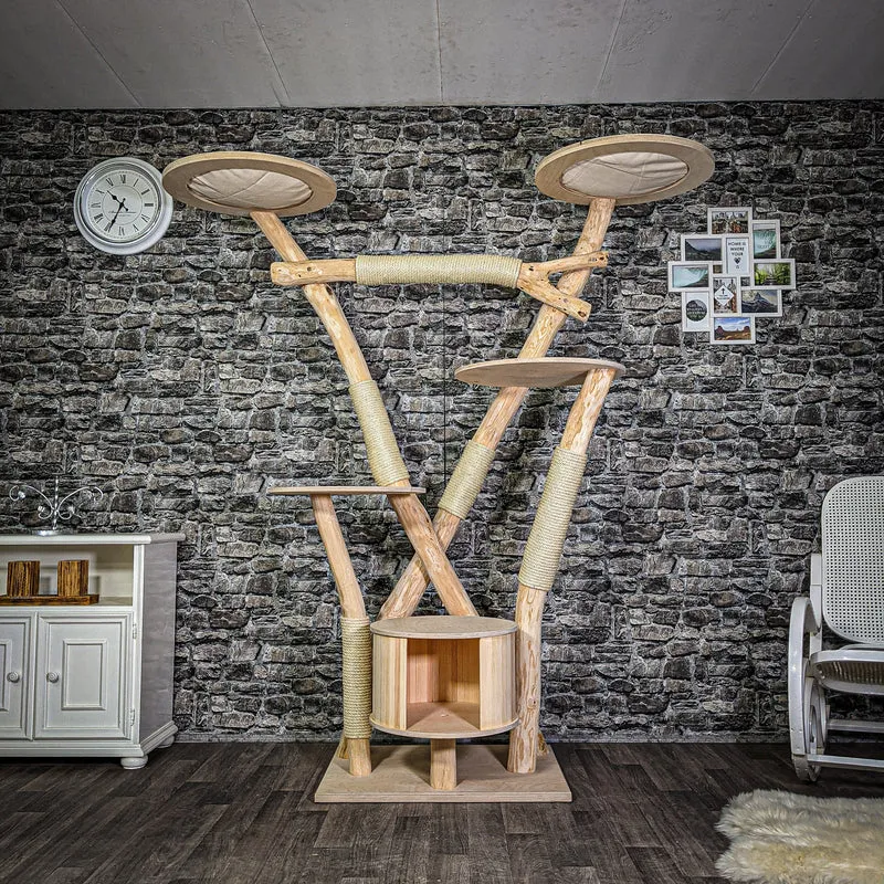 Naturkratzbaum 197 cm hoch Kratzbaum Natur Holz Design 2683 Katzenbaum