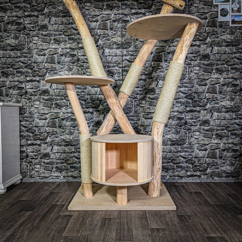 Naturkratzbaum 197 cm hoch Kratzbaum Natur Holz Design 2683 Katzenbaum