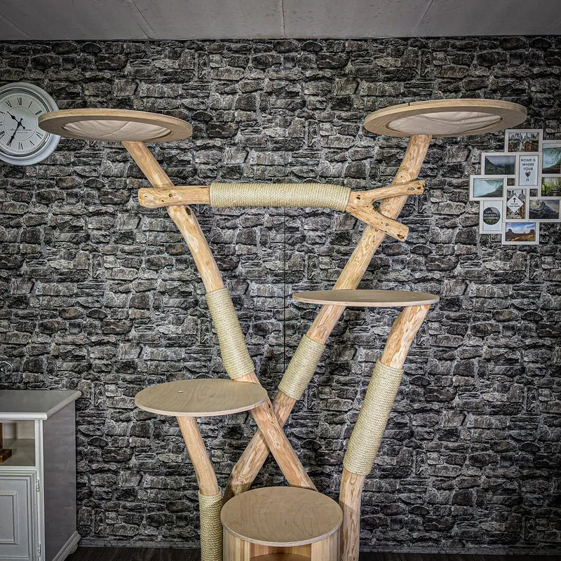 Naturkratzbaum 197 cm hoch Kratzbaum Natur Holz Design 2683 Katzenbaum