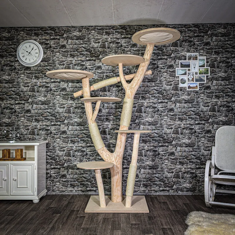 Naturkratzbaum 210 cm hoch Kratzbaum Natur Holz Design 2682 Katzenbaum