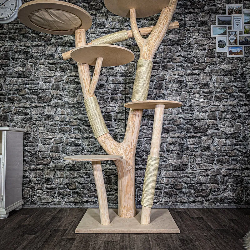 Naturkratzbaum 210 cm hoch Kratzbaum Natur Holz Design 2682 Katzenbaum