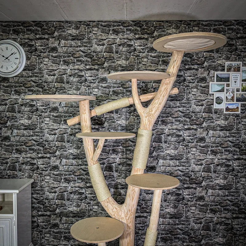 Naturkratzbaum 210 cm hoch Kratzbaum Natur Holz Design 2682 Katzenbaum