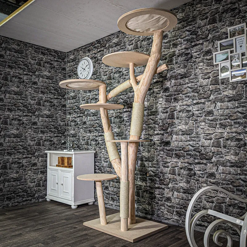 Naturkratzbaum 210 cm hoch Kratzbaum Natur Holz Design 2682 Katzenbaum