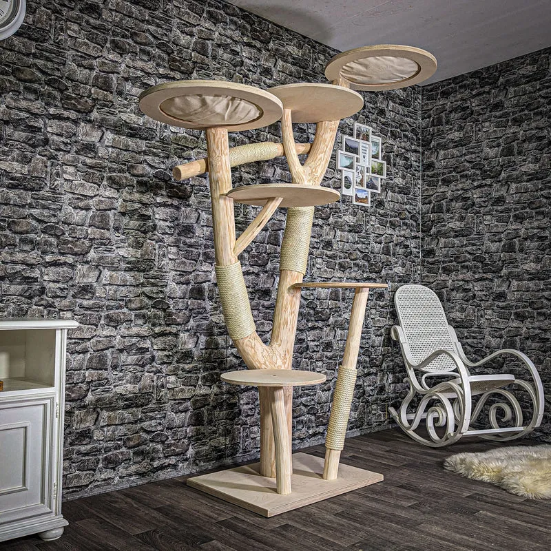 Naturkratzbaum 210 cm hoch Kratzbaum Natur Holz Design 2682 Katzenbaum