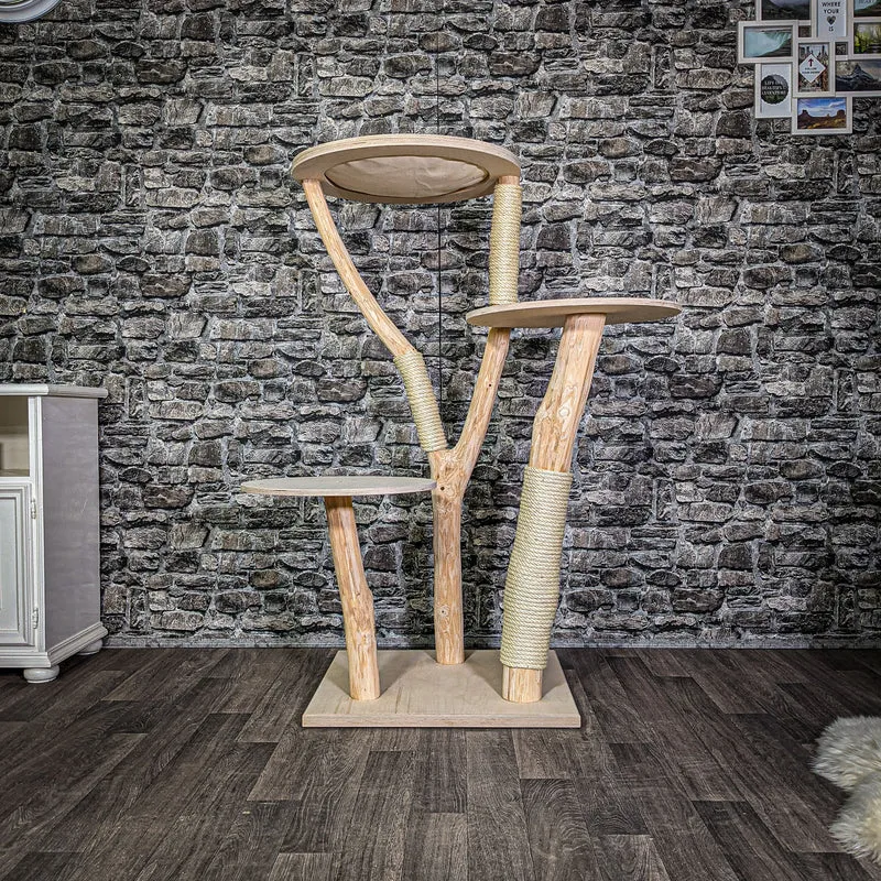 Naturkratzbaum 134 cm hoch Kratzbaum Natur Holz Design 2680 Katzenbaum