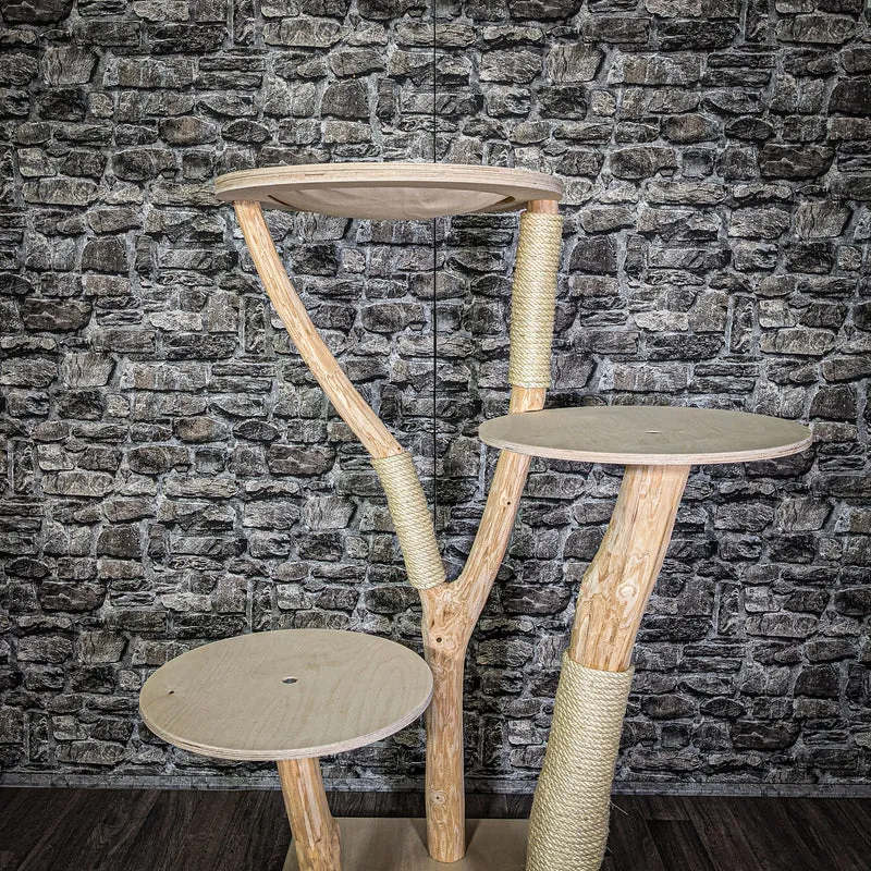 Naturkratzbaum 134 cm hoch Kratzbaum Natur Holz Design 2680 Katzenbaum