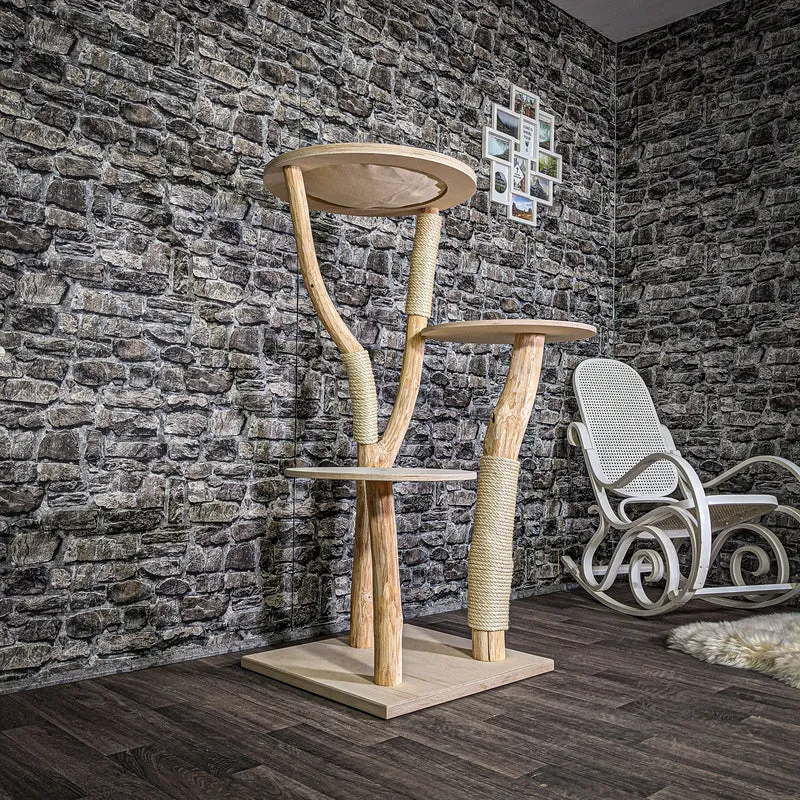 Naturkratzbaum 134 cm hoch Kratzbaum Natur Holz Design 2680 Katzenbaum