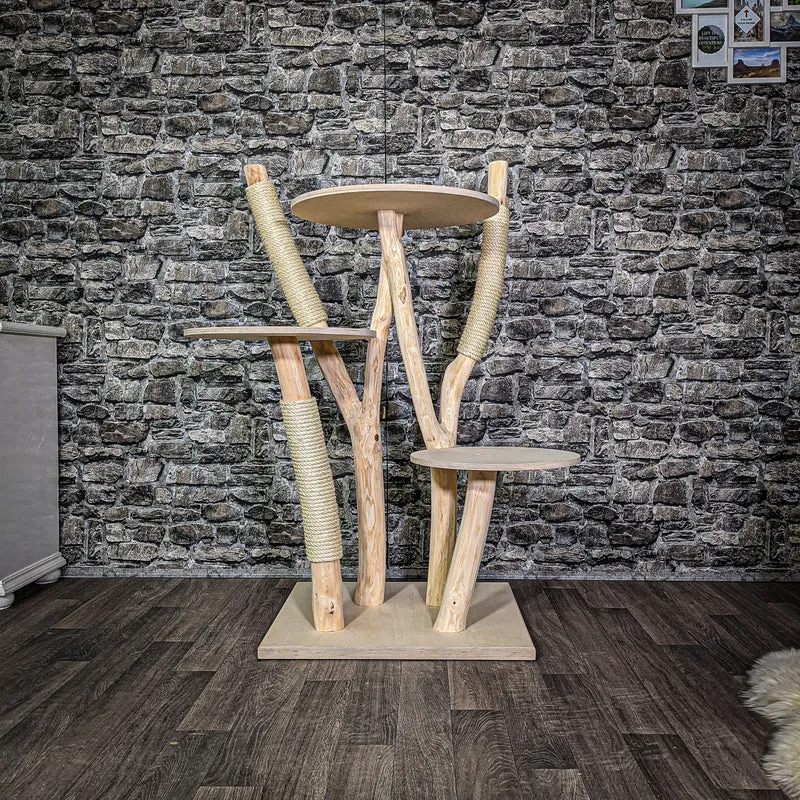 Naturkratzbaum 120 cm hoch Kratzbaum Natur Holz Design 2678 Katzenbaum