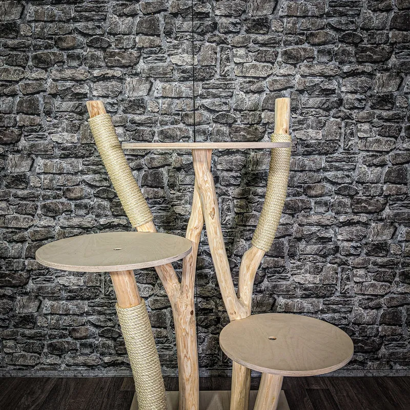 Naturkratzbaum 120 cm hoch Kratzbaum Natur Holz Design 2678 Katzenbaum