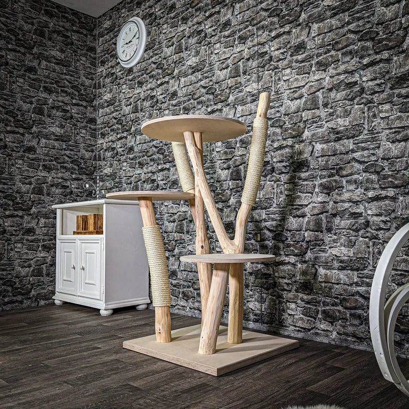 Naturkratzbaum 120 cm hoch Kratzbaum Natur Holz Design 2678 Katzenbaum