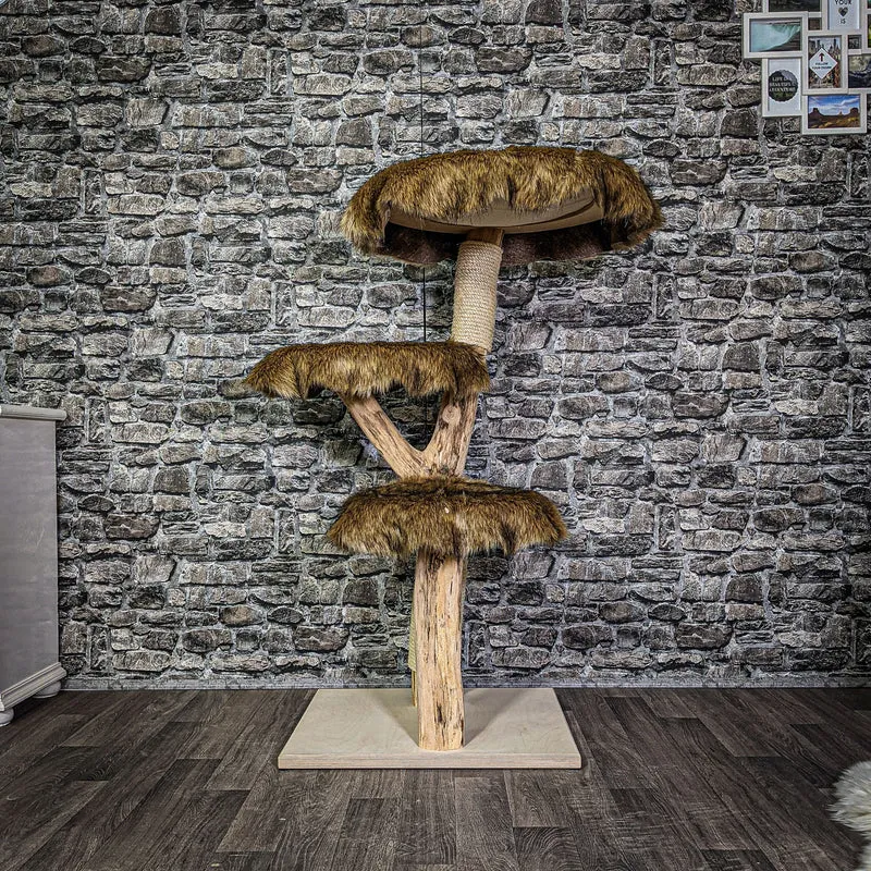 Naturkratzbaum 126 cm hoch Kratzbaum Natur Holz Design 2677 Katzenbaum