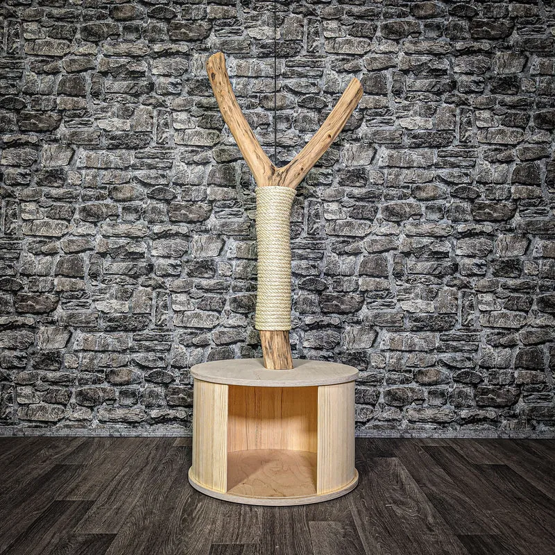 Katzenhäuschen 118 cm hoch 45 cm Durchmesser Natur Holz Design Kratzbaum 2672 Naturkratzbaum