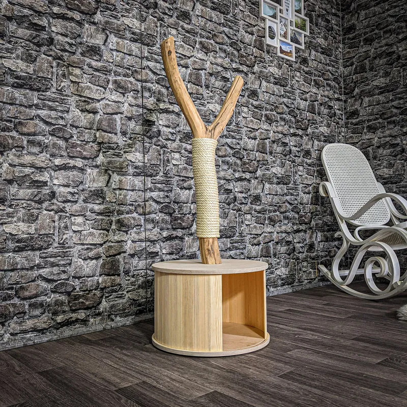 Katzenhäuschen 118 cm hoch 45 cm Durchmesser Natur Holz Design Kratzbaum 2672 Naturkratzbaum