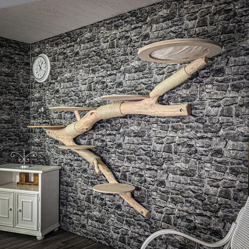 RESERVIERT - Wandkratzbaum 235 cm lang Naturkratzbaum 2652 Kratzbaum Natur Holz Design