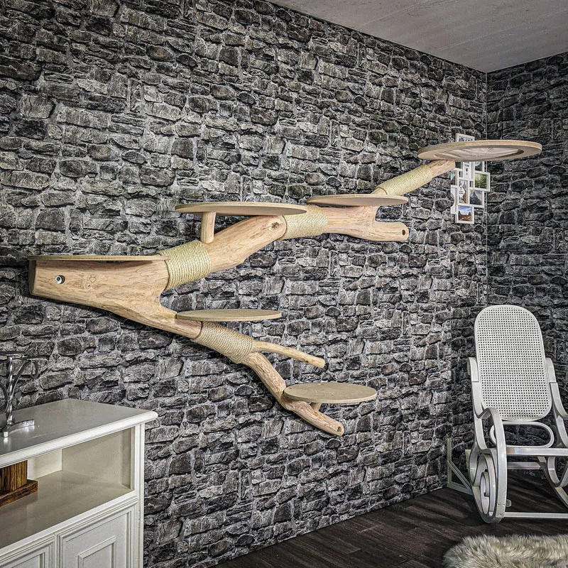 RESERVIERT - Wandkratzbaum 235 cm lang Naturkratzbaum 2652 Kratzbaum Natur Holz Design