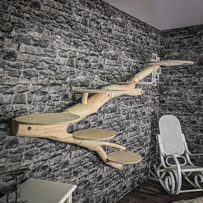 RESERVIERT - Wandkratzbaum 235 cm lang Naturkratzbaum 2652 Kratzbaum Natur Holz Design