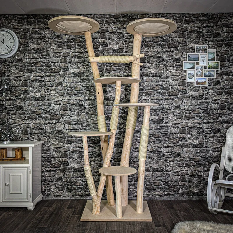 Naturkratzbaum 217 cm hoch Kratzbaum Natur Holz Design 2657 Katzenbaum
