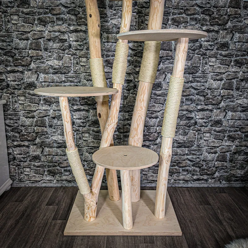 Naturkratzbaum 217 cm hoch Kratzbaum Natur Holz Design 2657 Katzenbaum
