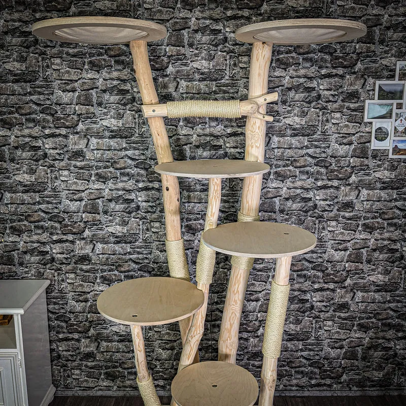 Naturkratzbaum 217 cm hoch Kratzbaum Natur Holz Design 2657 Katzenbaum