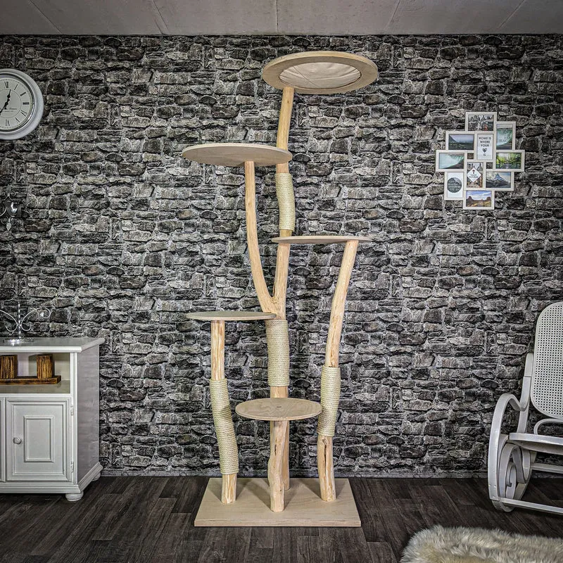 Naturkratzbaum 218 cm hoch Kratzbaum Natur Holz Design 2658 Katzenbaum