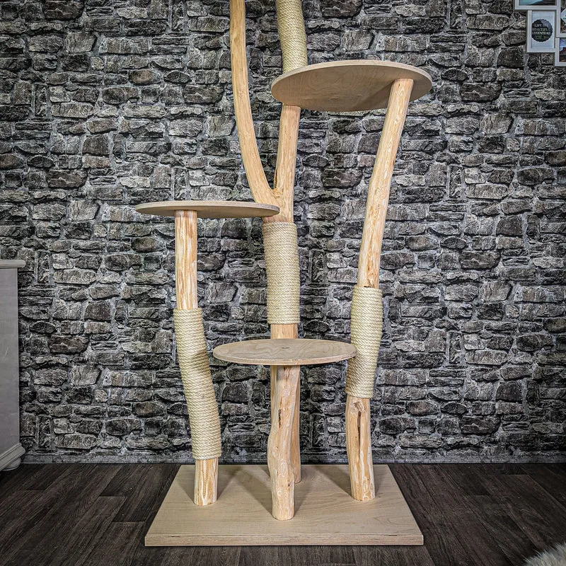 Naturkratzbaum 218 cm hoch Kratzbaum Natur Holz Design 2658 Katzenbaum