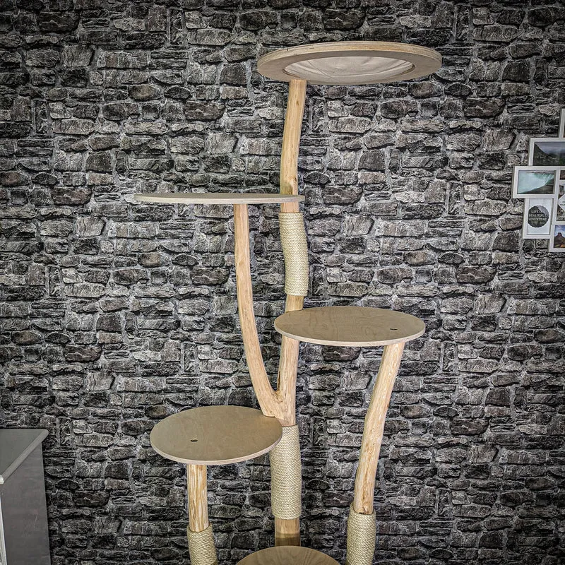 Naturkratzbaum 218 cm hoch Kratzbaum Natur Holz Design 2658 Katzenbaum