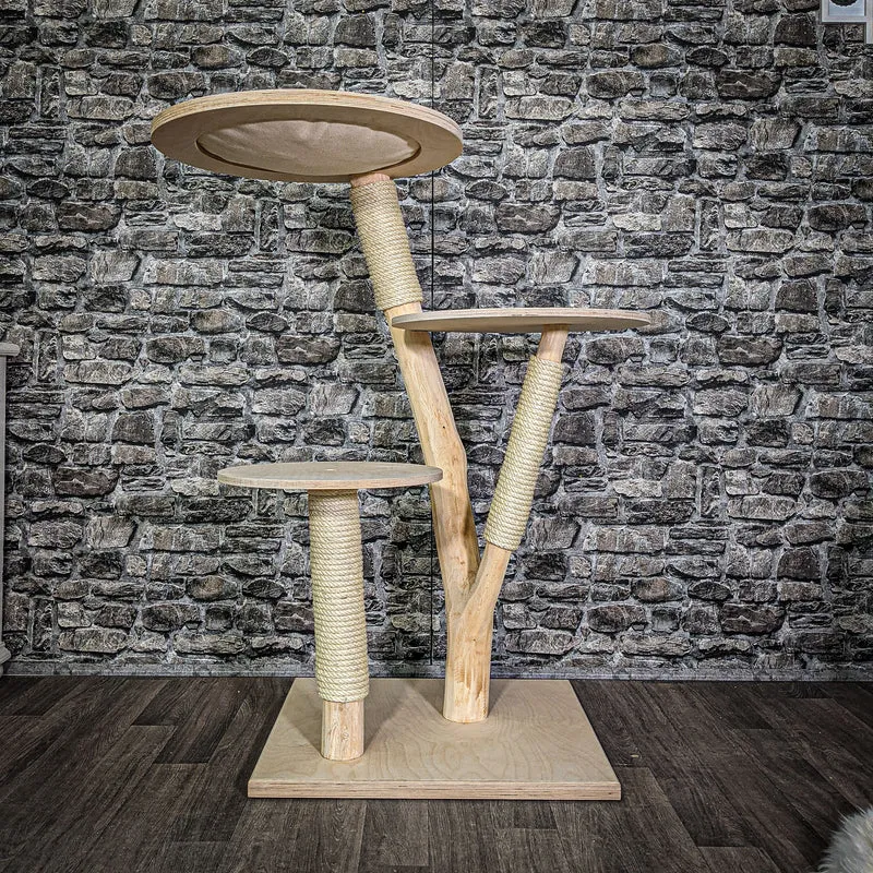 Naturkratzbaum 116 cm hoch Kratzbaum Natur Holz Design 2660 Katzenbaum