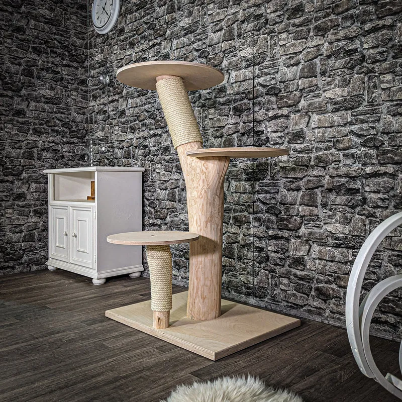 Naturkratzbaum 122 cm hoch Kratzbaum Natur Holz Design 2663 Katzenbaum