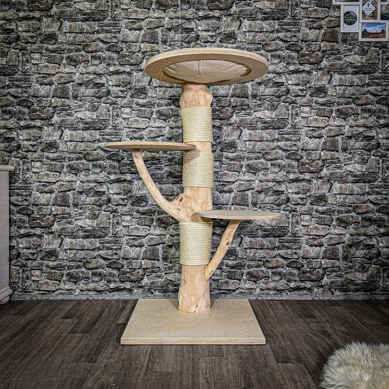 Naturkratzbaum 123 cm hoch Kratzbaum Natur Holz Design 2664 Katzenbaum