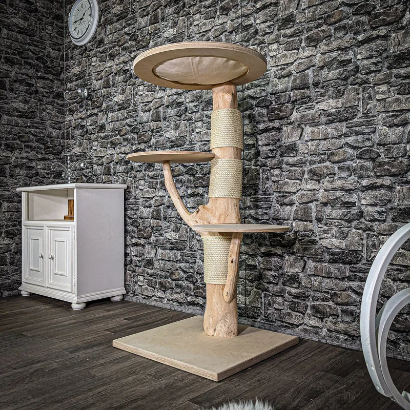Naturkratzbaum 123 cm hoch Kratzbaum Natur Holz Design 2664 Katzenbaum