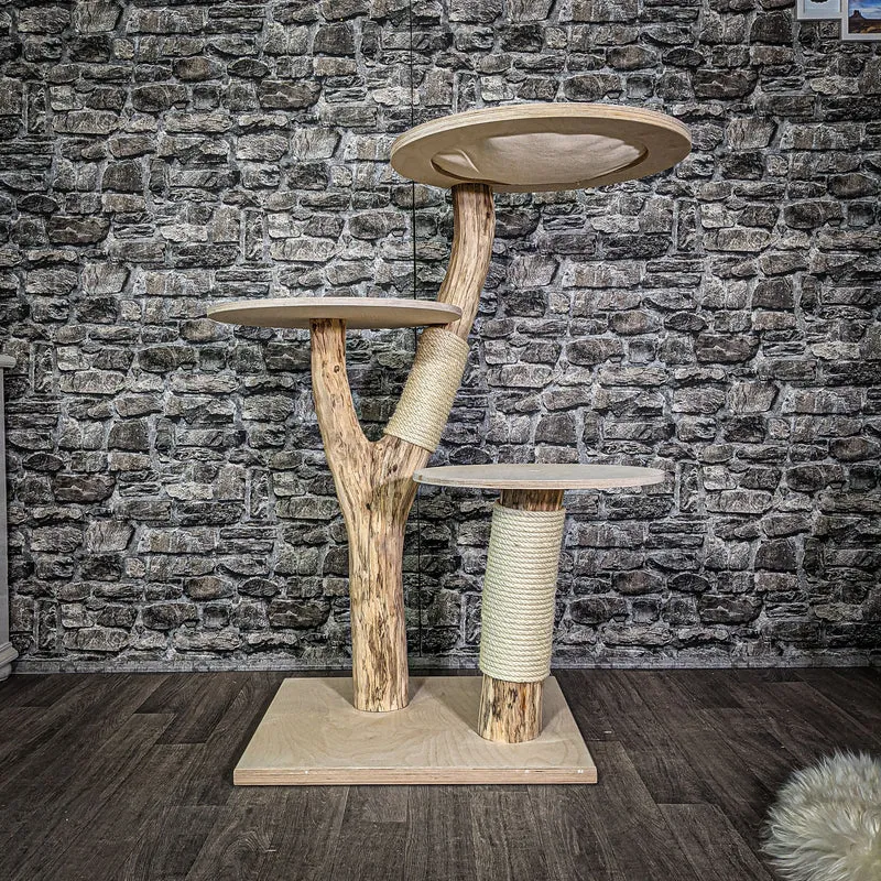 Naturkratzbaum 115 cm hoch Kratzbaum Natur Holz Design 2665 Katzenbaum