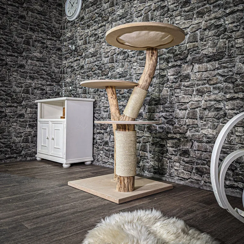 Naturkratzbaum 115 cm hoch Kratzbaum Natur Holz Design 2665 Katzenbaum