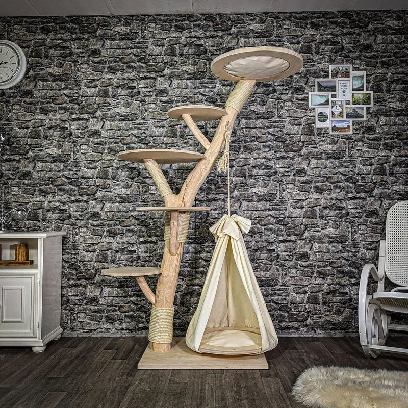 Naturkratzbaum 185 cm hoch Kratzbaum Natur Holz Design 2669 Katzenbaum