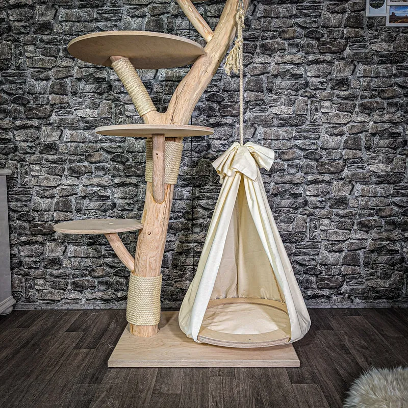 Naturkratzbaum 185 cm hoch Kratzbaum Natur Holz Design 2669 Katzenbaum
