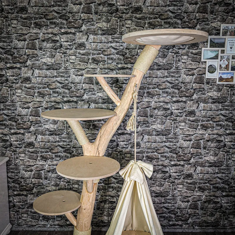 Naturkratzbaum 185 cm hoch Kratzbaum Natur Holz Design 2669 Katzenbaum