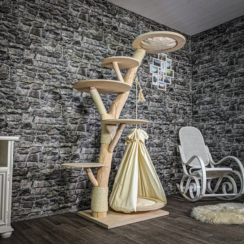 Naturkratzbaum 185 cm hoch Kratzbaum Natur Holz Design 2669 Katzenbaum