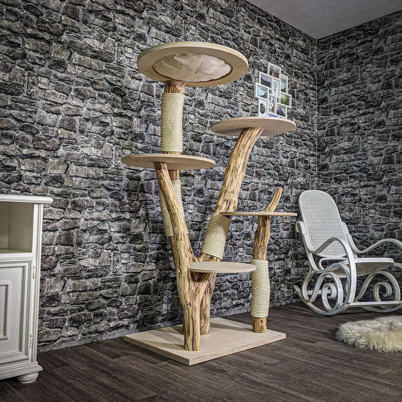 Naturkratzbaum 150 cm hoch Kratzbaum Natur Holz Design 2670 Katzenbaum