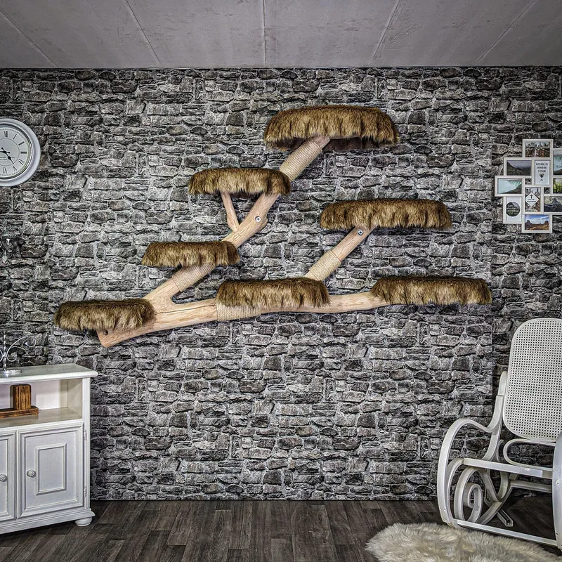 Wandkratzbaum 220 cm lang Naturkratzbaum 2650 Kratzbaum Natur Holz Design