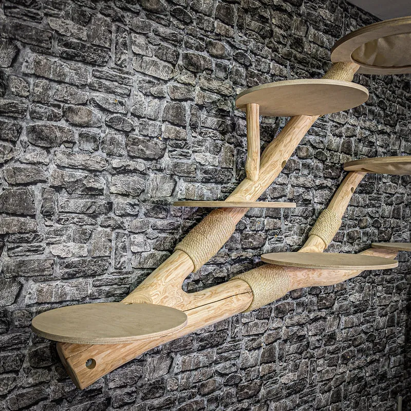 Wandkratzbaum 220 cm lang Naturkratzbaum 2650 Kratzbaum Natur Holz Design