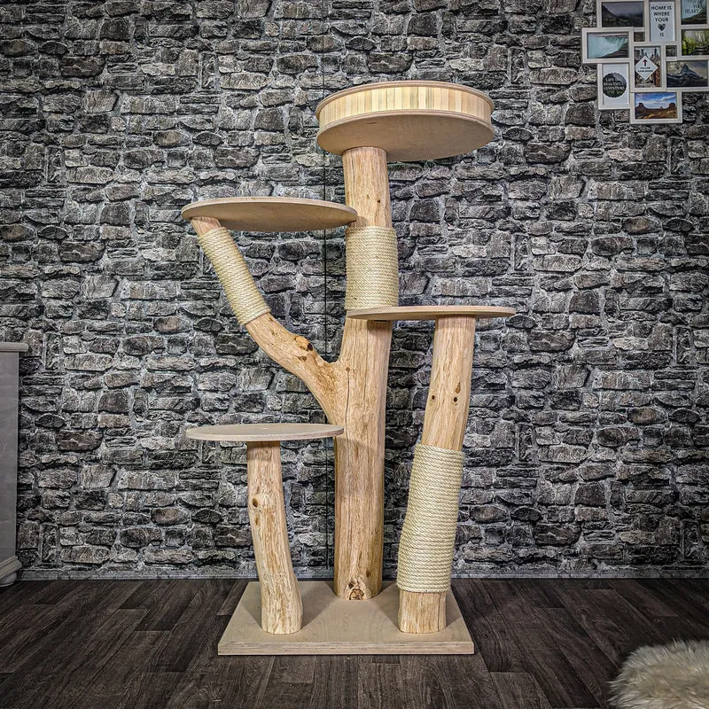 Naturkratzbaum 143 cm hoch Kratzbaum Natur Holz Design 2779 Katzenbaum