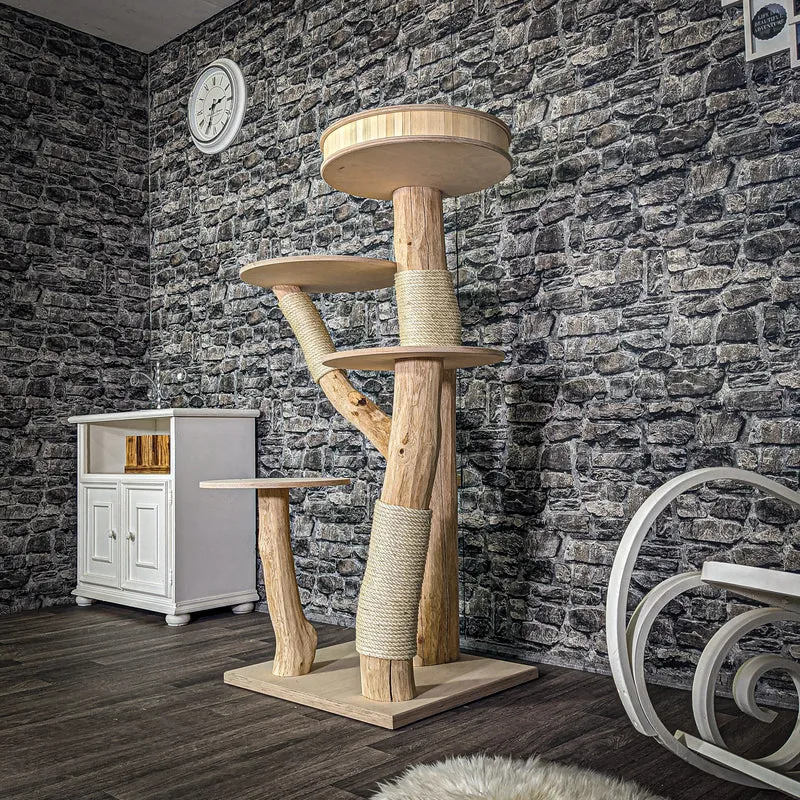 Naturkratzbaum 143 cm hoch Kratzbaum Natur Holz Design 2779 Katzenbaum