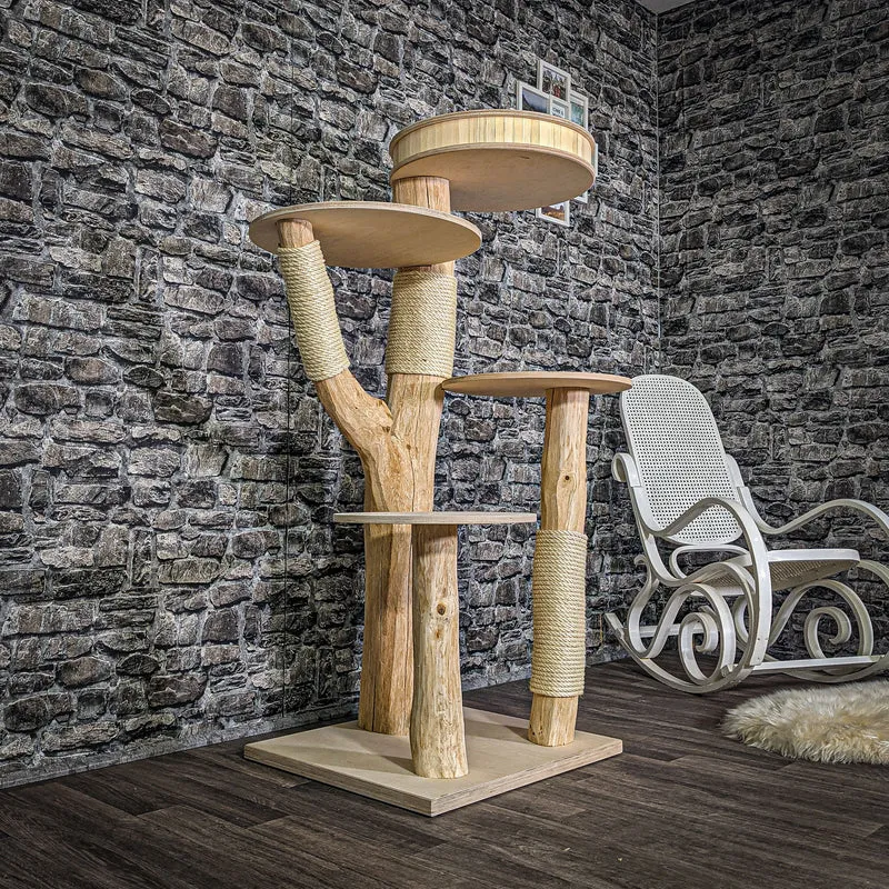 Naturkratzbaum 143 cm hoch Kratzbaum Natur Holz Design 2779 Katzenbaum